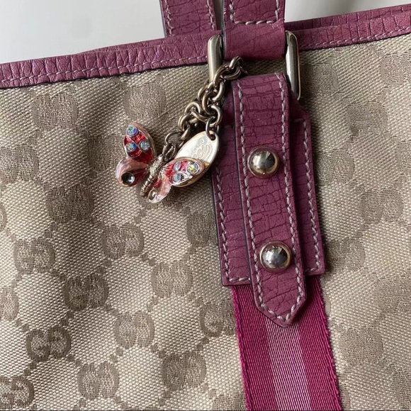 Gucci Monogram Pink Tote w Butterfly charm PRESALE - Picture 2 of 8